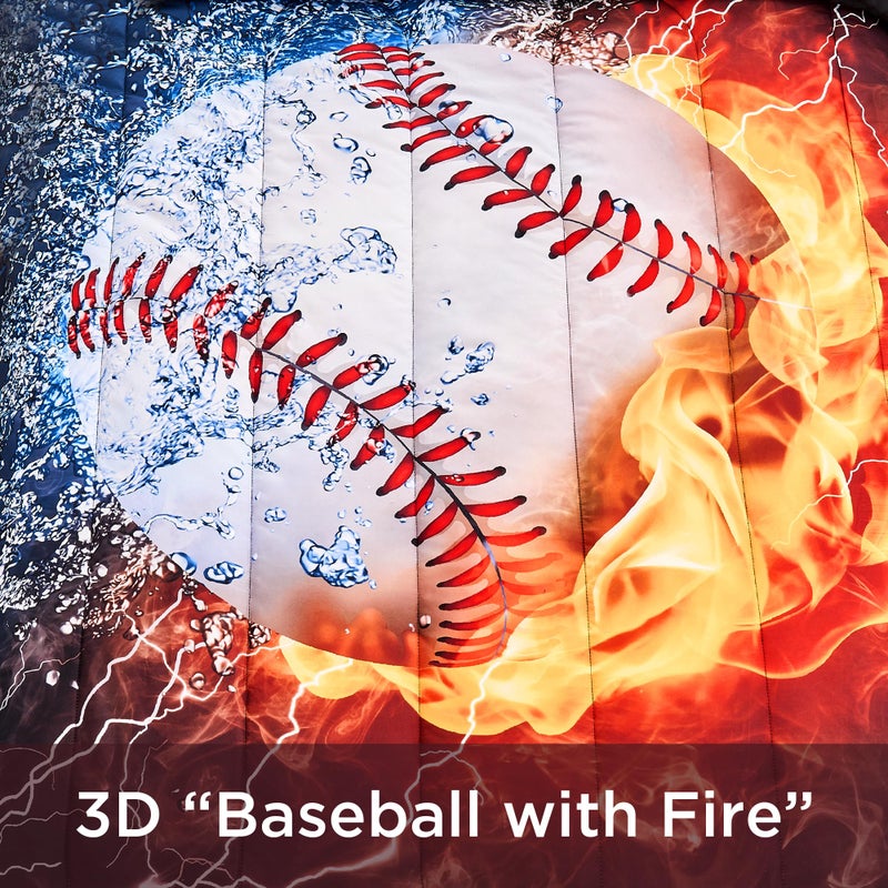 Andency 3D Baseball Comforter Twin(66x90 Inch), 2 Pieces(1 Baseball Comforter, 1 Pillowcase) Sport Microfiber Baseball Bedding Set for Boys Kids Teens - Image 4